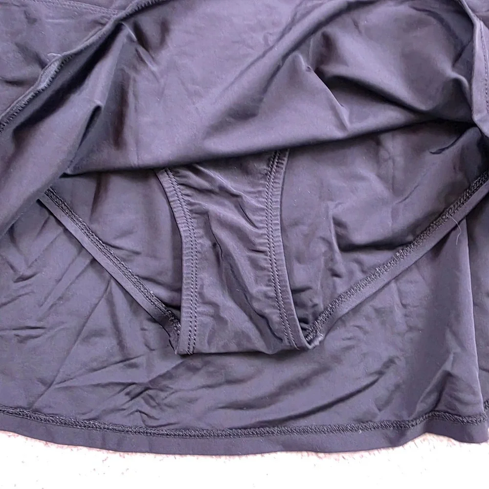 Gerry Swim Skirt Womens Large Black‎ Built-in Brief Zipper Pocket Athletic Skort
